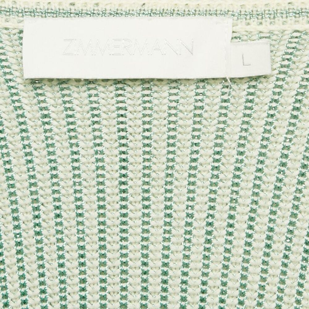 Zimmermann Green/white Acacia Stripe Knit Hooded Mini Dress L - Picture 6 of 7